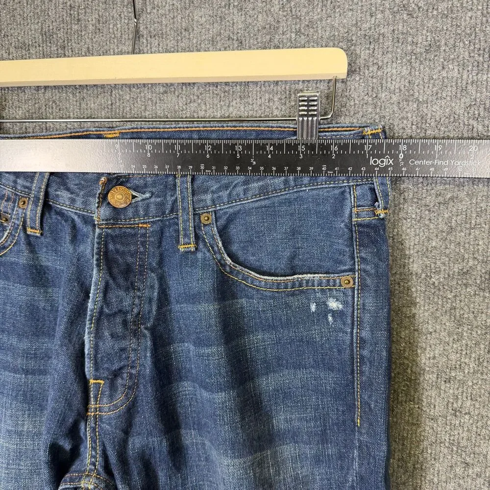 Hollister Mens Balboa Classic Straight Jeans 34x32 Distressed Ripped Button Fly